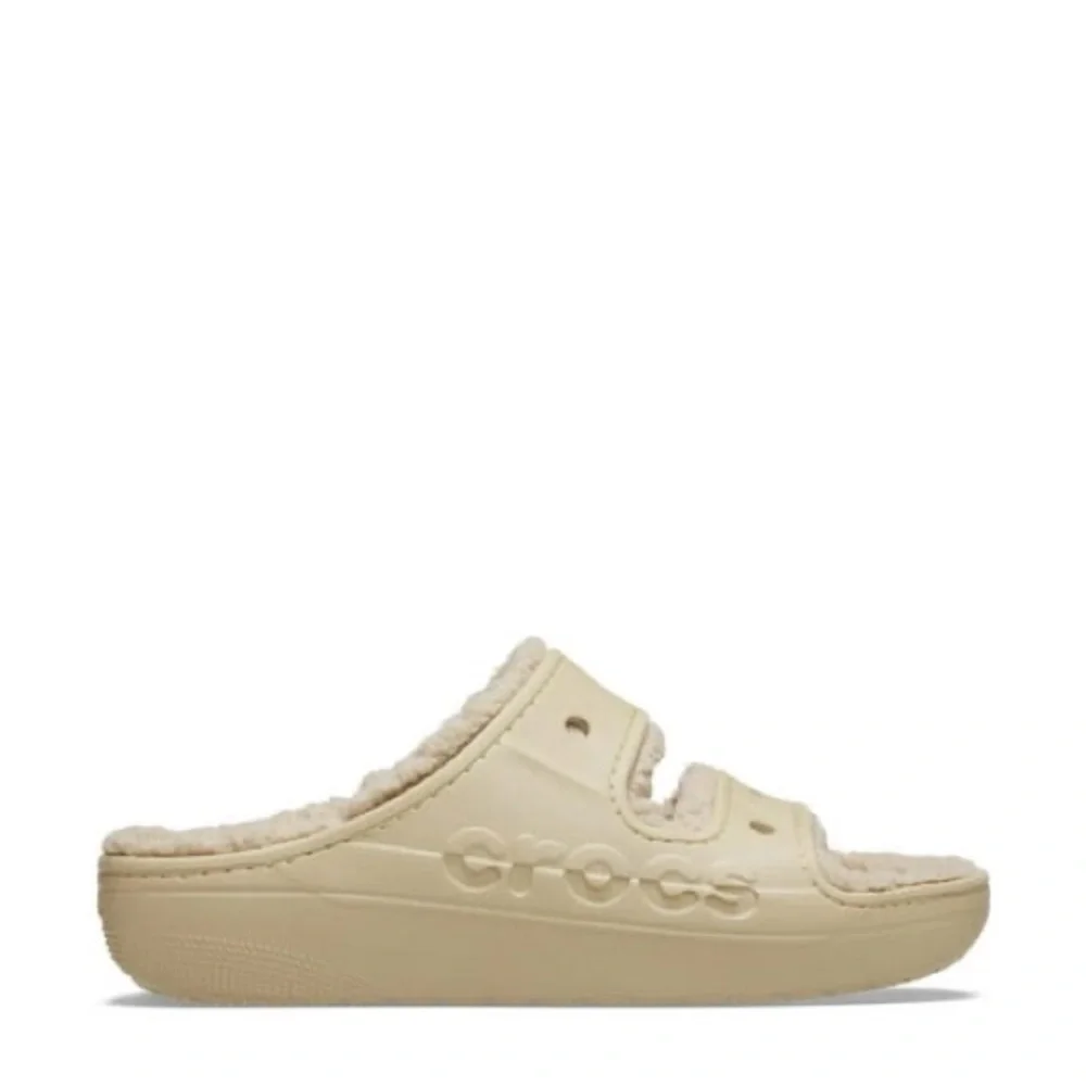 CROCS Kids baya Cozy Cream Fuzzy Sandal